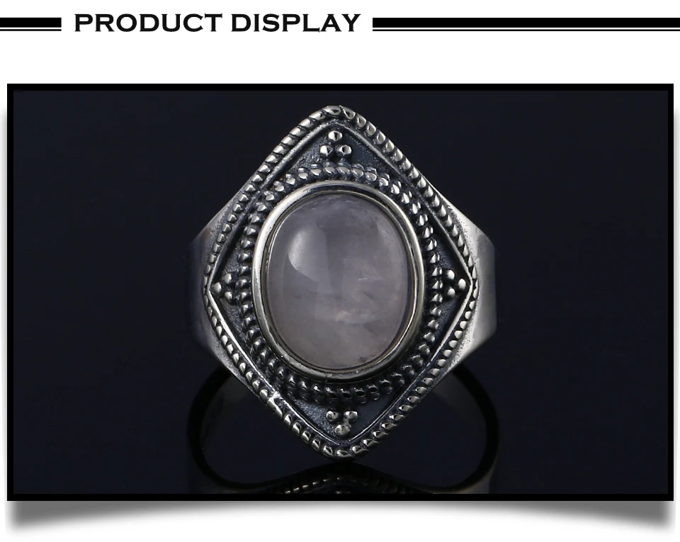 GUYINKU кольцо с овальным натуральным розовым кварцем, элегантное винтажное 925 пробы Серебряное ювелирное изделие, тайское серебро для женщин, вечерние ювелирные изделия