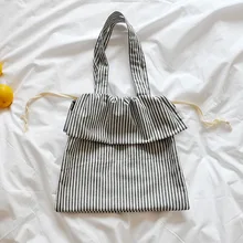 Amorvivi/Новинка года; сумка на плечо из хлопка и льна в полоску; простая сумка на шнурке