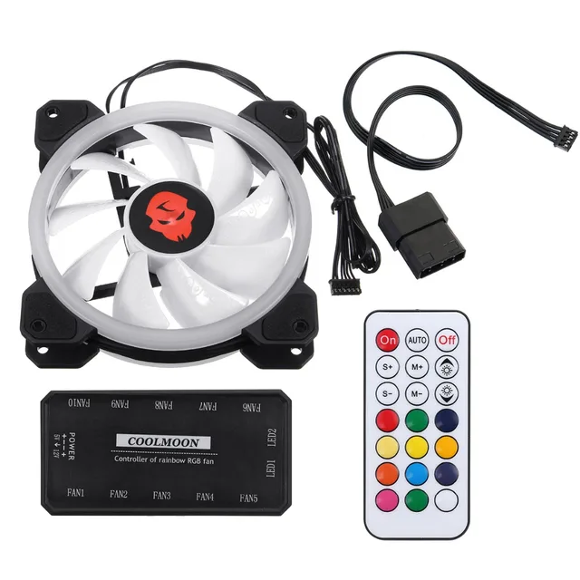 120mm CPU Cooling Fan Controller Remote RGB Adjustable LED Computer