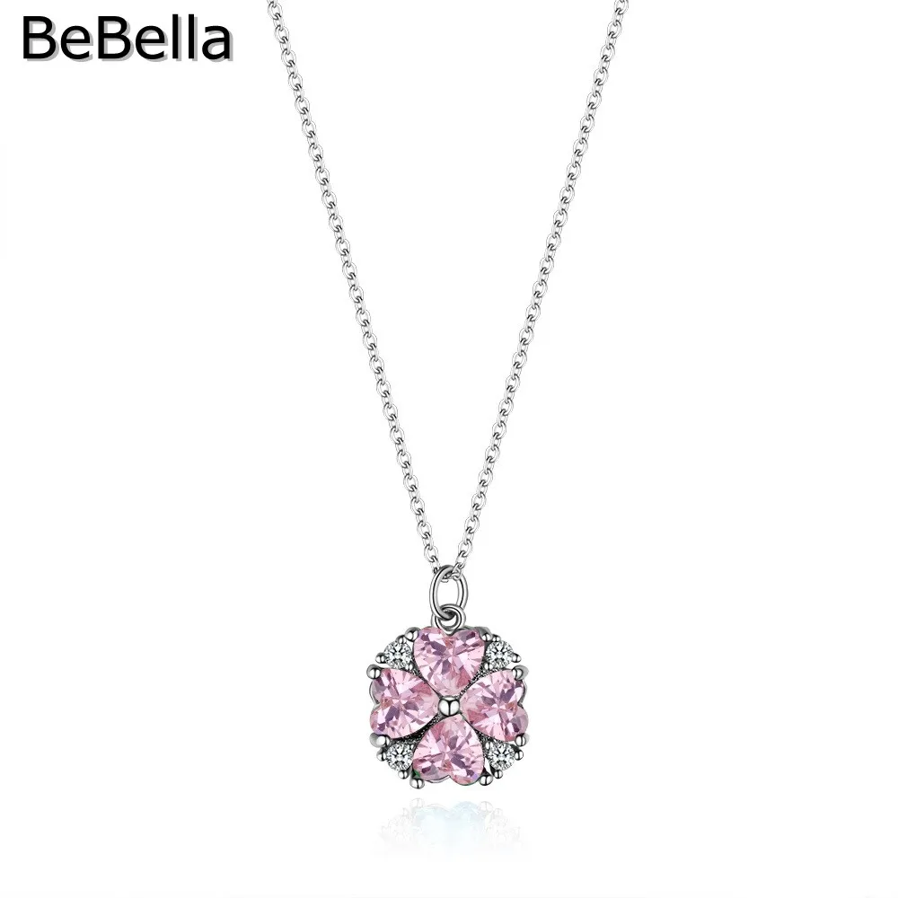 

BeBella lucky clover pendant necklace with High Quality Cubic Zirconia Stone fashion jewelry for women girls Christmas gift 2018