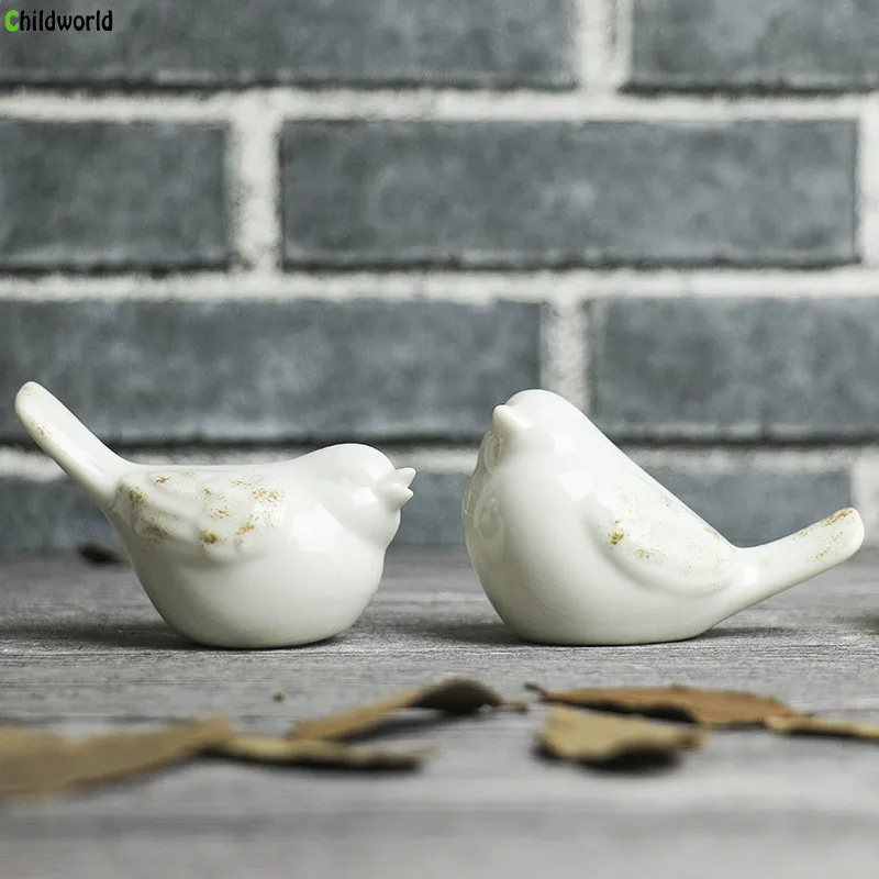 Modern simple minimalist White Porcelain Bird Abstract ornaments home