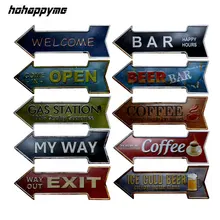 Оловянные знаки со стрелой винтажные металлические кофейные настенные таблички Ретро художественный плакат оловянные знаки живопись Домашний Декор 45x16 см