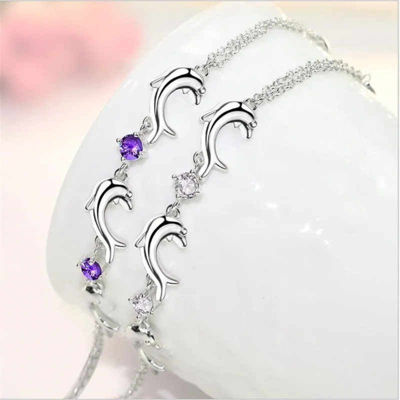

Everoyal Fashion Crystal Dolphin Bracelets For Women Jewelry Trendy Lady Silver 925 Bracelet Silver Accessories Female Birthday