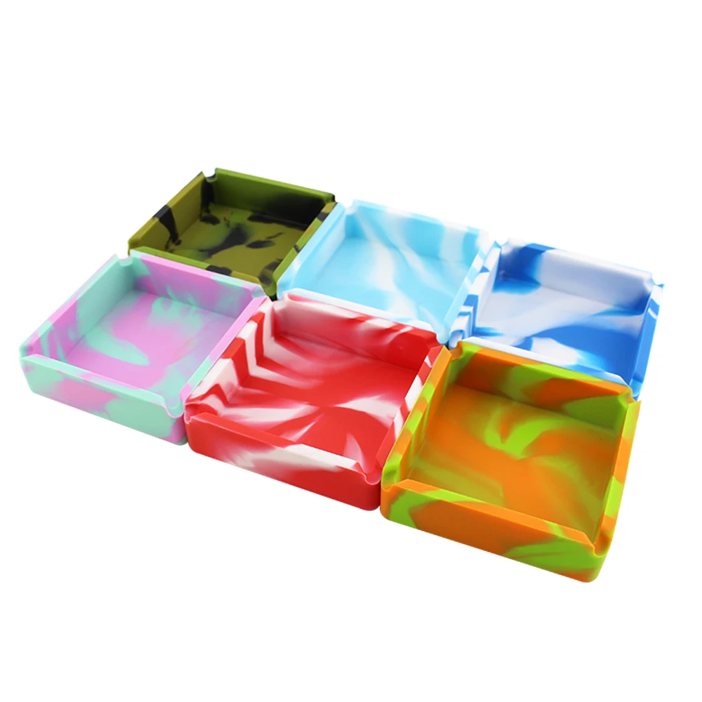 

Large square silicone ashtray shatter-resistant camouflage soot high temperature portable ashtray pocket ashtray