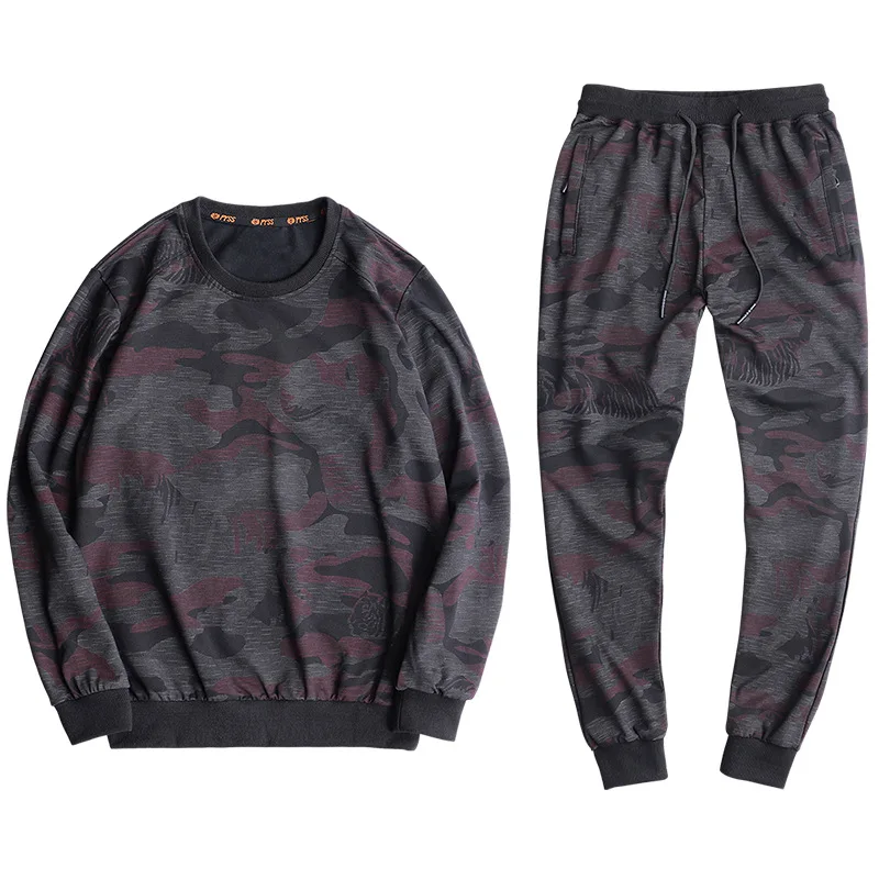 

Spring Autumn Men Sporting Suit Sweatshirt+Pant Sportswear 2 Piece Set Tracksuit Camouflage Cotton Sweat Suit For Male Clothing