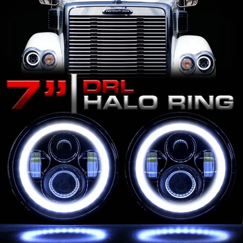 

LED Headlights 7 Inch Headlamp Halo Angle Eyes for Freightliner CORONADO