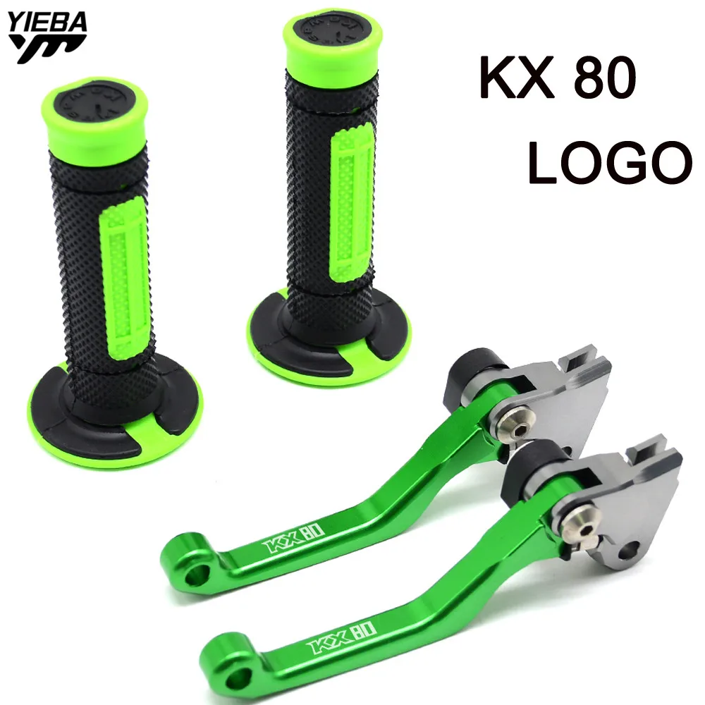 LOGO Motorcycle 22MM Handle Adjustable Brake Clutch Lever and Handle Grips For KAWASAKI KX80 KX 80 2000-2016 2015 2014 2013 2012