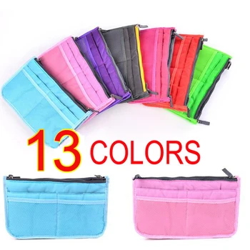 

Free Shipping 200PCS/LOT Multifunction 13 Colors Thicken Women storage Insert Handbag Bag Organizer Dual Bag in Bag