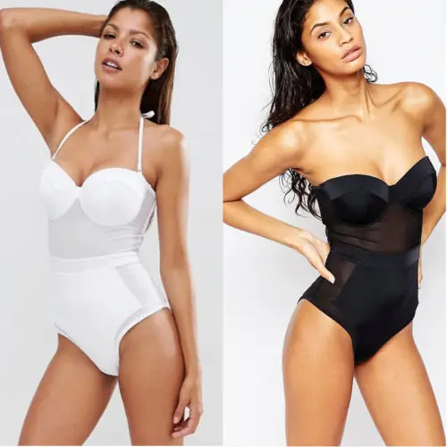Hot Sale Sexy Women Beach Swimsuit Bikini 2019 One Piece Bathing Suit Bodysuit Swimwear Monokini Black White Clothing Beachwear | Спорт и
