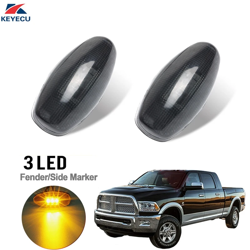 KEYECU 2 Pieces 12V Smoke Amber LED Side Fender Marker Lights For 1999-2012 CHEVY GMC | Автомобили и мотоциклы