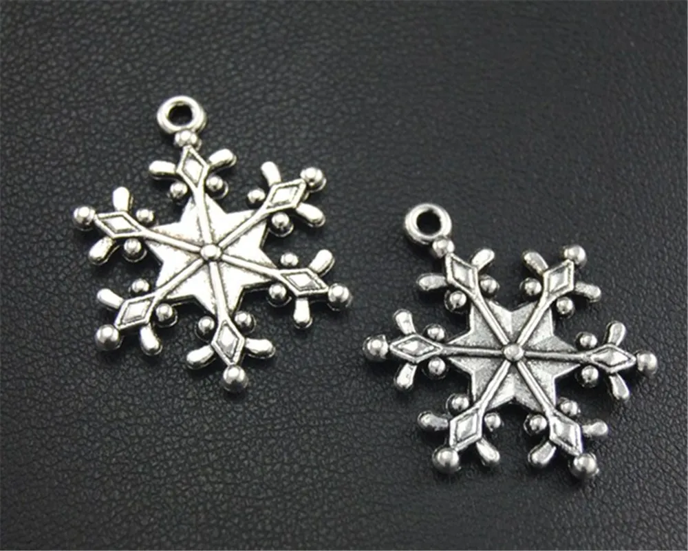 

5pcs Antique Sliver Snowflake Charm Fit Bracelets Necklance DIY Metal Jewelry Making 20x26mm A1696