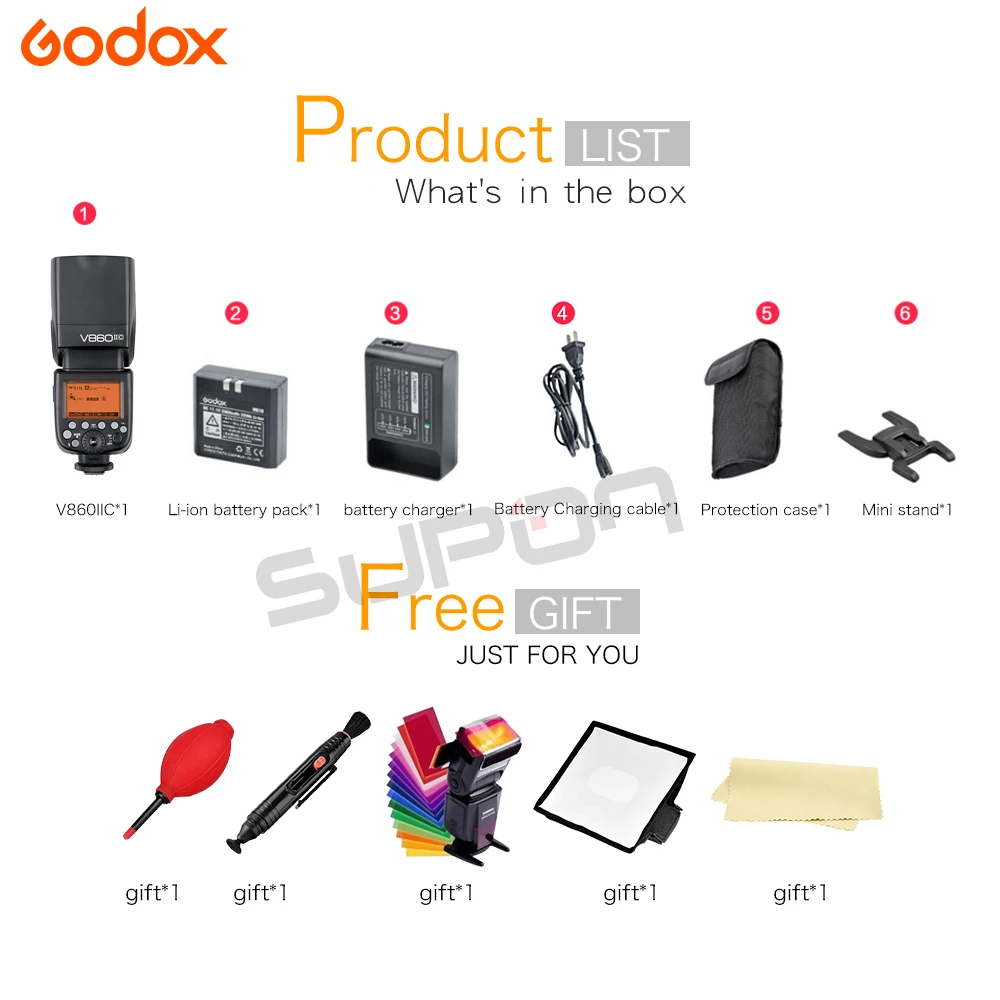  Godox V860II The Flash Li-Battery E-TTL HSS 1/8000s Bateria Camera Flash Speedlite V860IIC for Cano