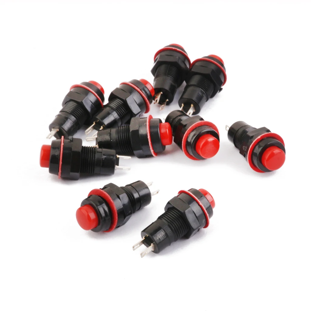 10 X Car Boat Locking Dash ON-OFF Push Button 2-Pin Latching Switch Red