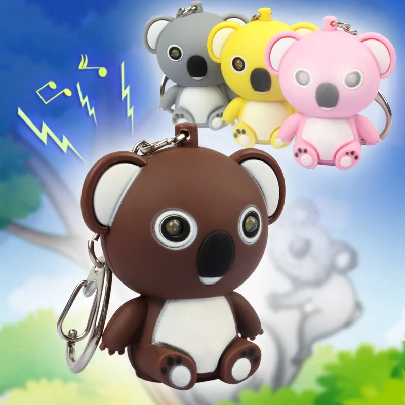 Cute Koala Bear Pendant keychain LED Light Vocal Flashlight Mobile