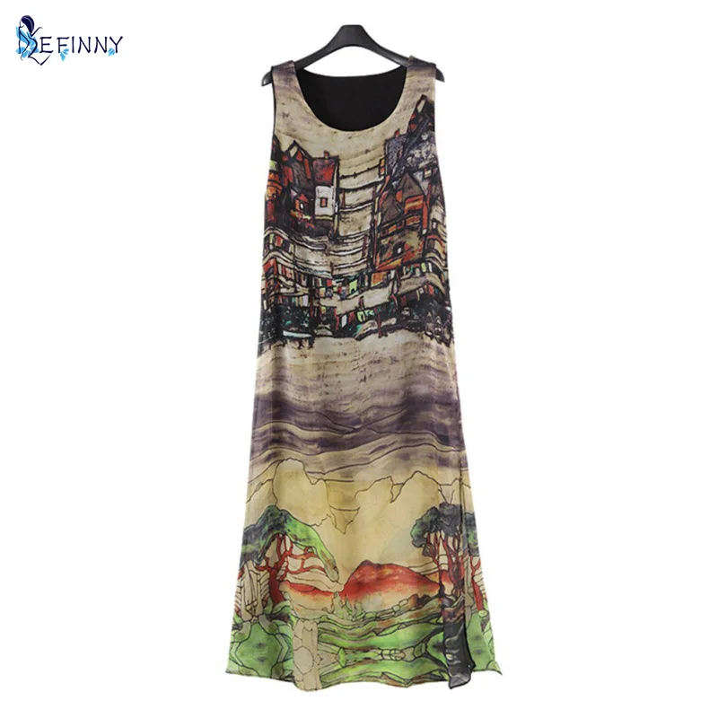 شعبية النساء أكمام الحرير الشيفون طويل ماكسي اللباس الصيف شاطئ فستان الشمس الأزياء