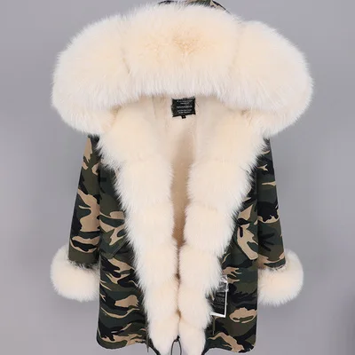 Maomaokong Новая модная женская Роскошная Шуба из натурального меха серебристой лисы зимняя куртка с подкладкой из искусственного меха - Цвет: Long Style 26