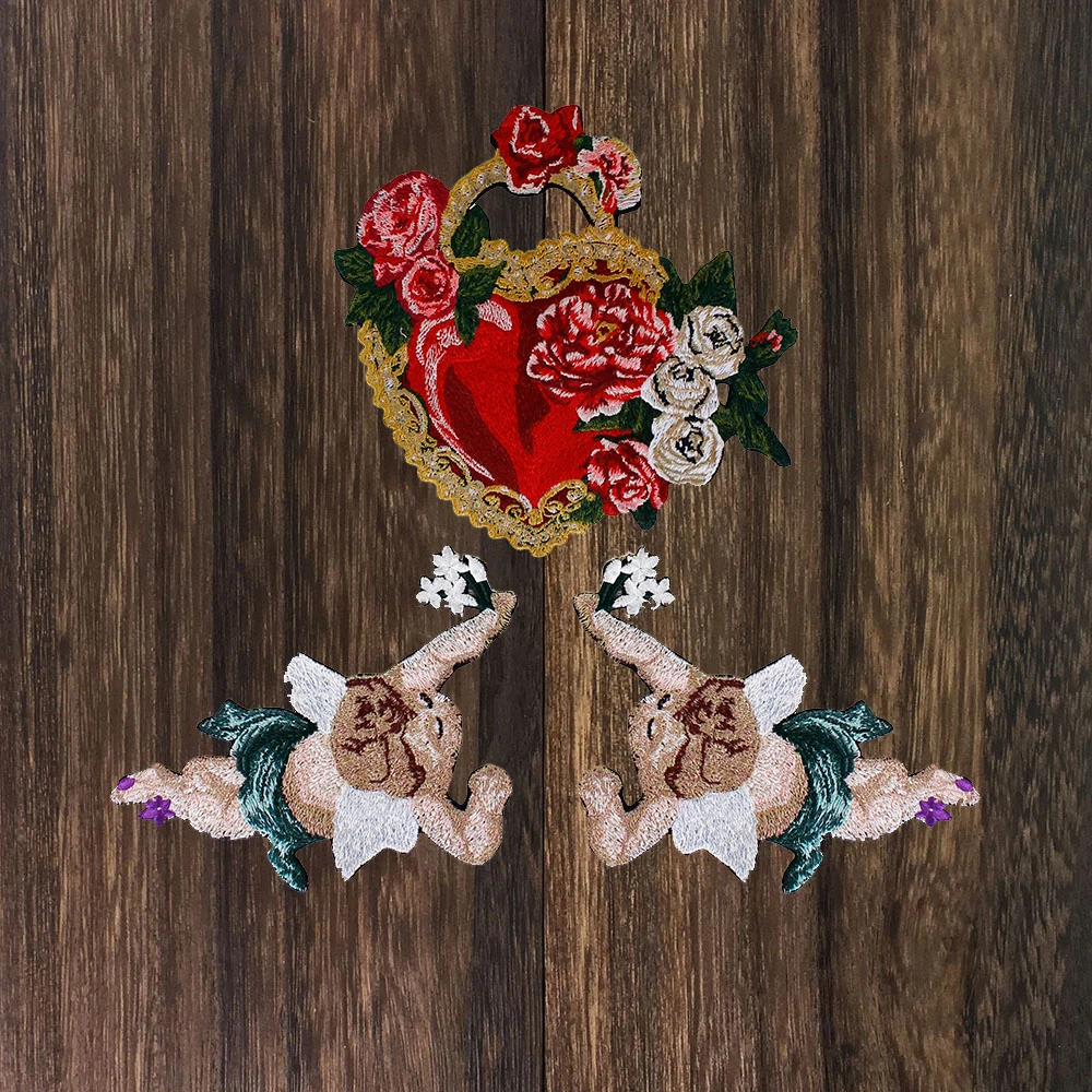 

Fashion Love Heart Embroidery Fairy Angel Flower Wing Applique Letter Patch Embellishment for Clothes Sewing Supplies TH1297