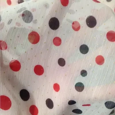 

Bling chiffon crepe dot printed bronzing fabric light soft thin breathable dress DIY fabric