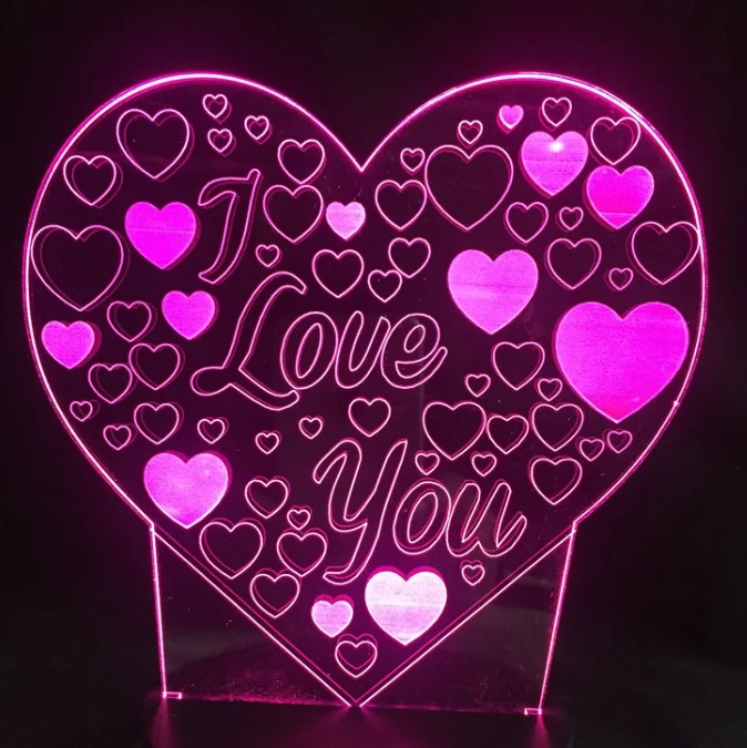 3D Светодиодная лампа с надписью «I Love You Love Heart», настольная лампа, цветная Праздничная светящаяся подсветка, USB, RGB контроллер, фонарики, украшения для домашнего бара