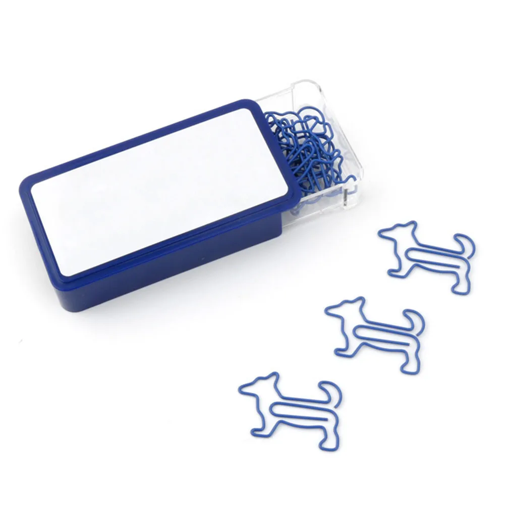 

60pcs/box Student Office Supplies Stationery Gifts Shool Funny Metal For Scrapbook Paper Clips Paperclips Dog Shape Cute Memo