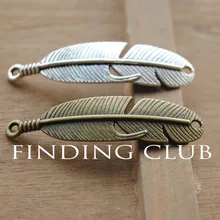 30 шт. античная серебряная бронзовая отделка изогнутые шармы, кулон в виде пера Разъем DIY металлический браслет ювелирных изделий A226/A724