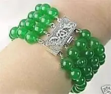 Women Gift word Love women Fashion Jewelry 4 Rows 8mm green Jade Jade bracelet 7.5″ beads women jewelry making hot new fashion F