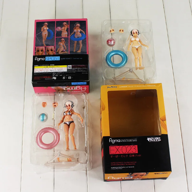 14cm Anime Super Sonico Action Figure Figma SP-051 EX-023 Super Sonico Beauty Model Doll Collectible Sexy Toys anime cartoon detective conan figfix sp 001 figma sp 058 pvc action figure collectible model toy 14cm