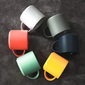 

Nordic cute ceramic mug Simple Macaroon colors solid matte mug Nordic style coffee milk mugs