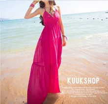 2017 mujeres del estilo del verano sexy vestido sling v-cuello backless maxi de bohemia long beach boho dress swing grande vestidos ropa mujer