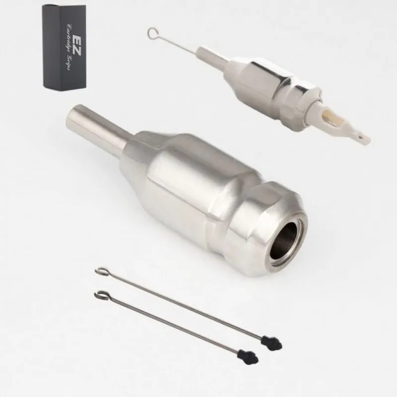 EZ Elite Stainless Tattoo Grip for Hawk Needle Cartridge Needles with 2 Cartridge Needle Driver Bars