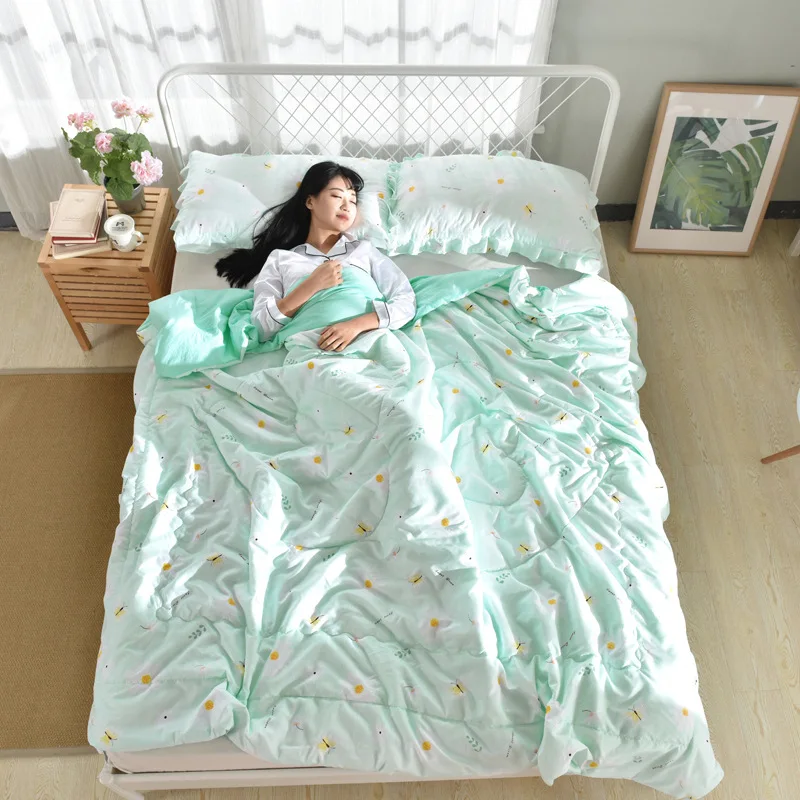 Microfiber Fabric Quilts Comforter Super Soft Printed Adult Summer