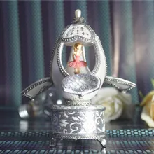 Маленькая девочка Music Box Белый и серебристый яичной скорлупы творческий подарок розовый принцессы музыкальная шкатулка Девушки Женщины Рождество подарок