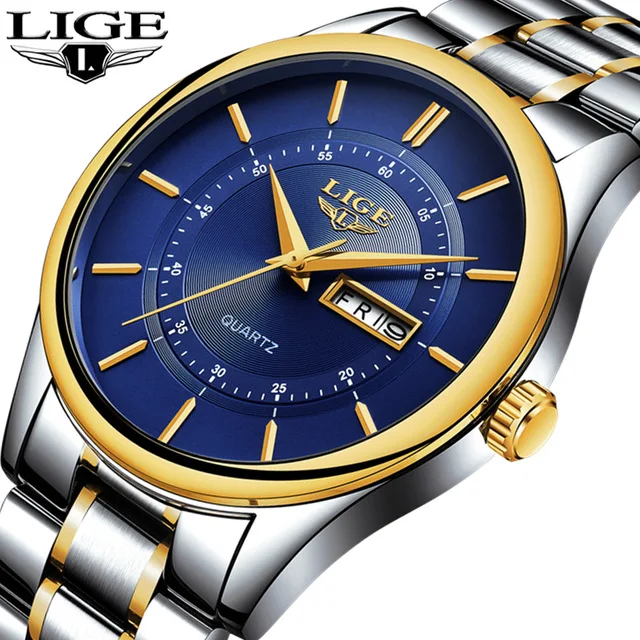 

Relogio Masculino LIGE Mens Watches Top Brand Luxury Quartz Watch Men Full Steel Fashion Casual Watches Waterproof Sport Watch