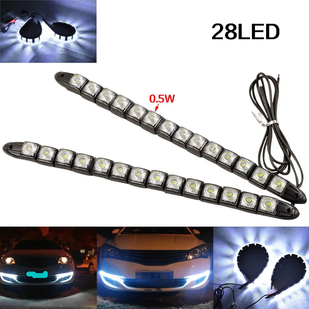 2pc Waterproof Car Strip Light 6000k Dc 12v Led Car Drl Daytime Running Light Lamp - Led Strip - AliExpress