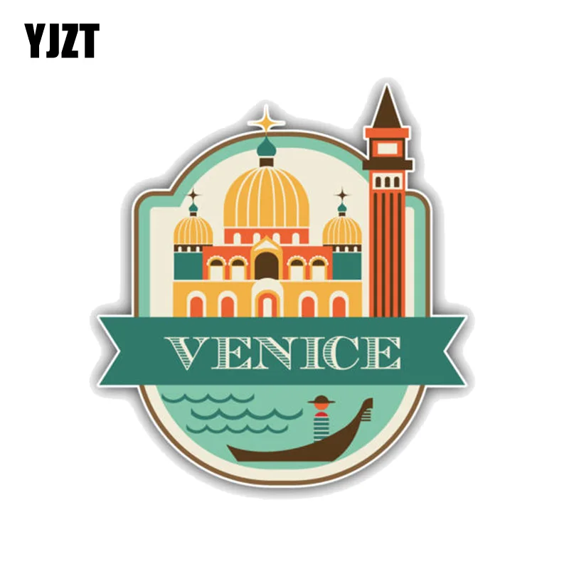 

YJZT 12.7CM*13.9CM Funny Venice City Italy Travel PVC Motorcycle Car Sticker 11-00429