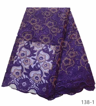 

purple 5 Yards African Lace Fabric High Quality Lace Nigerian Lace Fabrics Embroidery Tulle French Lace For Women Dress 138
