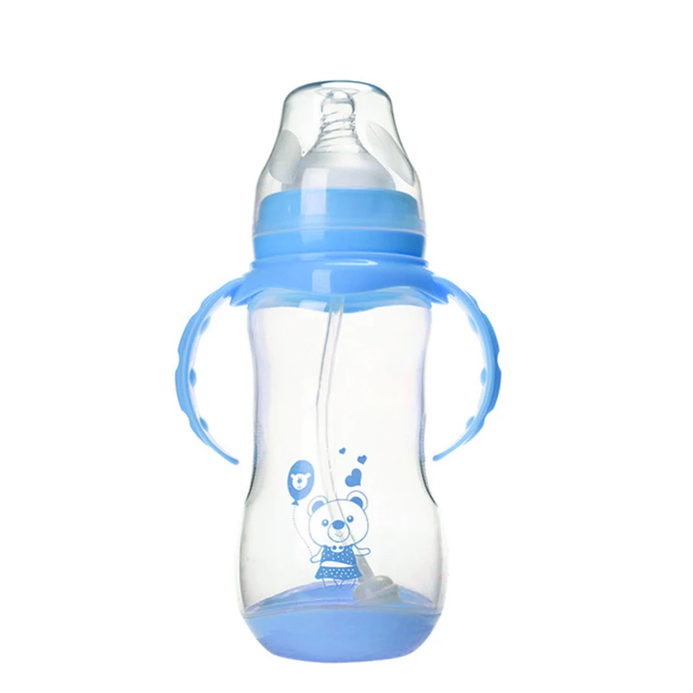 Полипропиленовая бутылочка с широким горлом с датчиком температуры, бутылочка с ложкой для кормления детей - Цвет: M