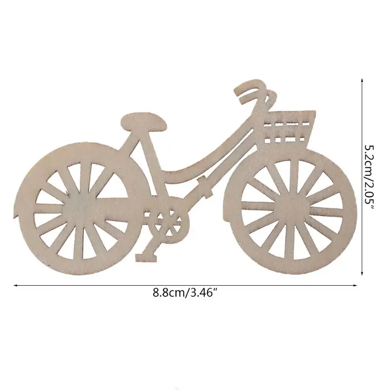 

10pcs Laser Cut Wood Embellishment Wooden Bicycle Shape Craft Wedding Decor