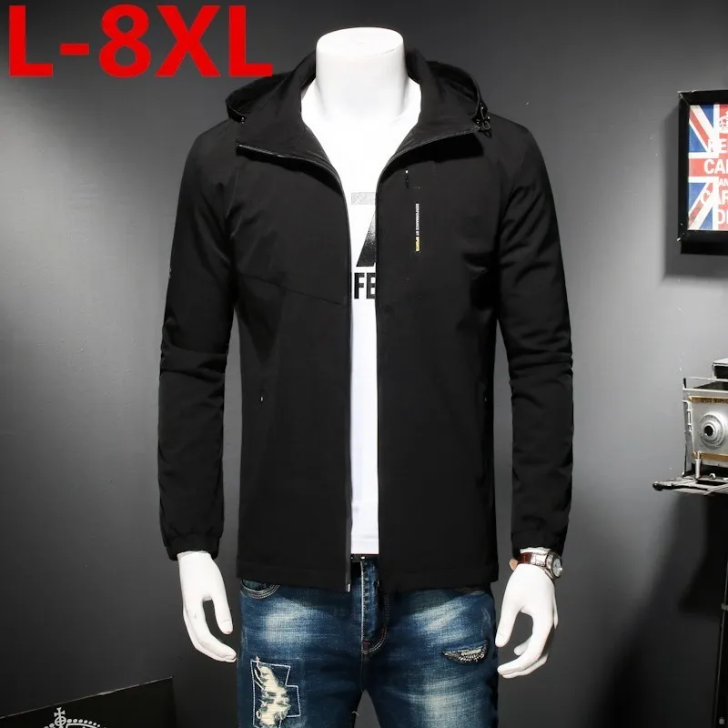 Best Plus size 8XL 7XL 6XL new winter men's jacket with high quality fabric detachable hat for male's warm coat simple mens coat