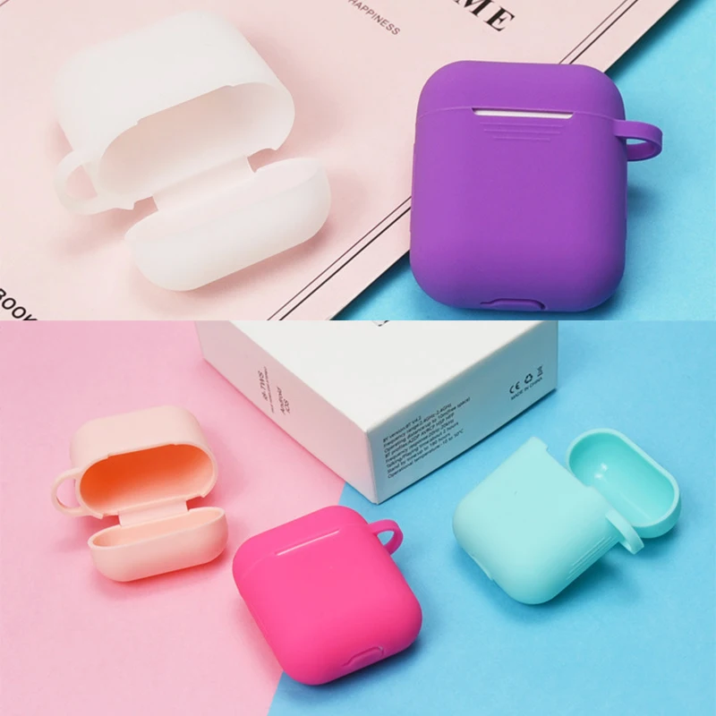 

1PCS TPU Earphone Case For Airpods 1 Case Wireless Bluetooth Silicone Earphone Cases For Air pods 1 Charging Box with Hook