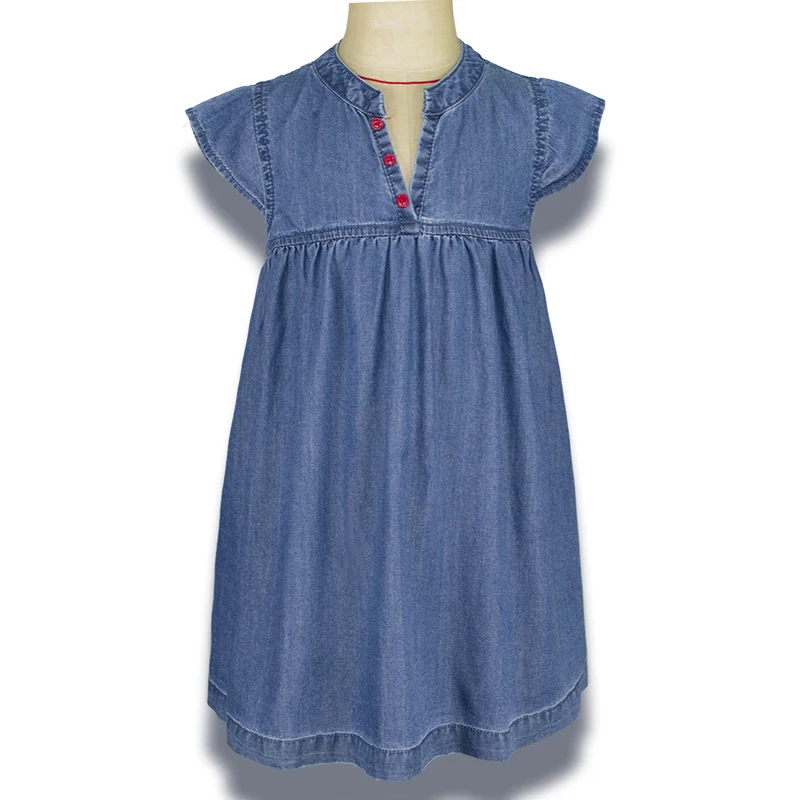 Infant Toddler Baby Girl Denim Dress Newborn Kid Robe Puff Sleeve