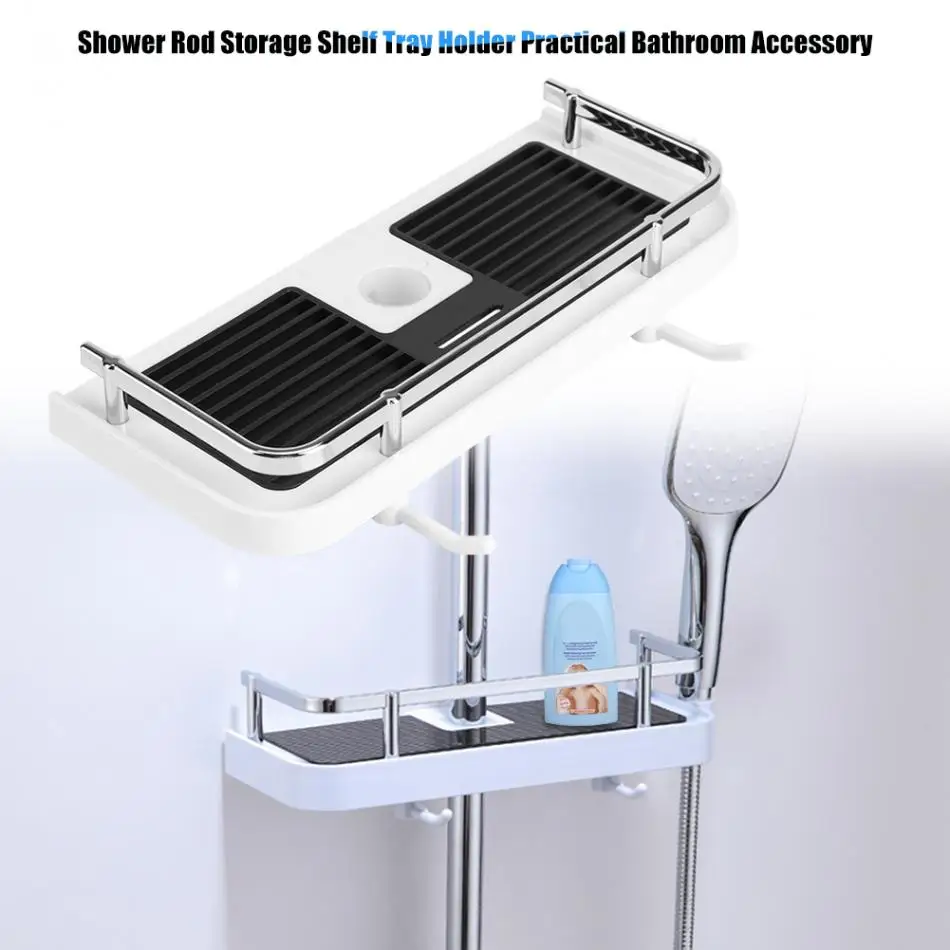 Practical Bathroom Pole Shower Storage Rack Holder Organizer Bathroom