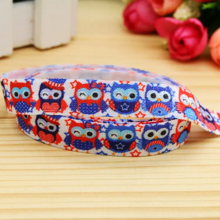 

5/8'' Free shipping Fold Elastic FOE 4th of july owl printed headband headwear hairband diy decoration wholesale OEM H4987