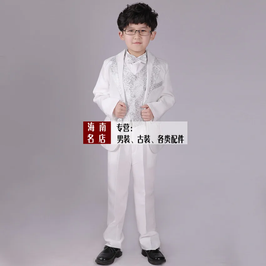 Boy/'s 5 Pc White Formal Suit w Jacket Vest Shirt Tie First Communion Baptism