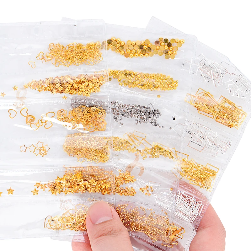

MEET ACROS1 Pack Mixed 3D DIY Hollow Metal Frame Nail Art Decorations Gold Rivet Manicure Accessories DIY Shell Slider Nail Stud