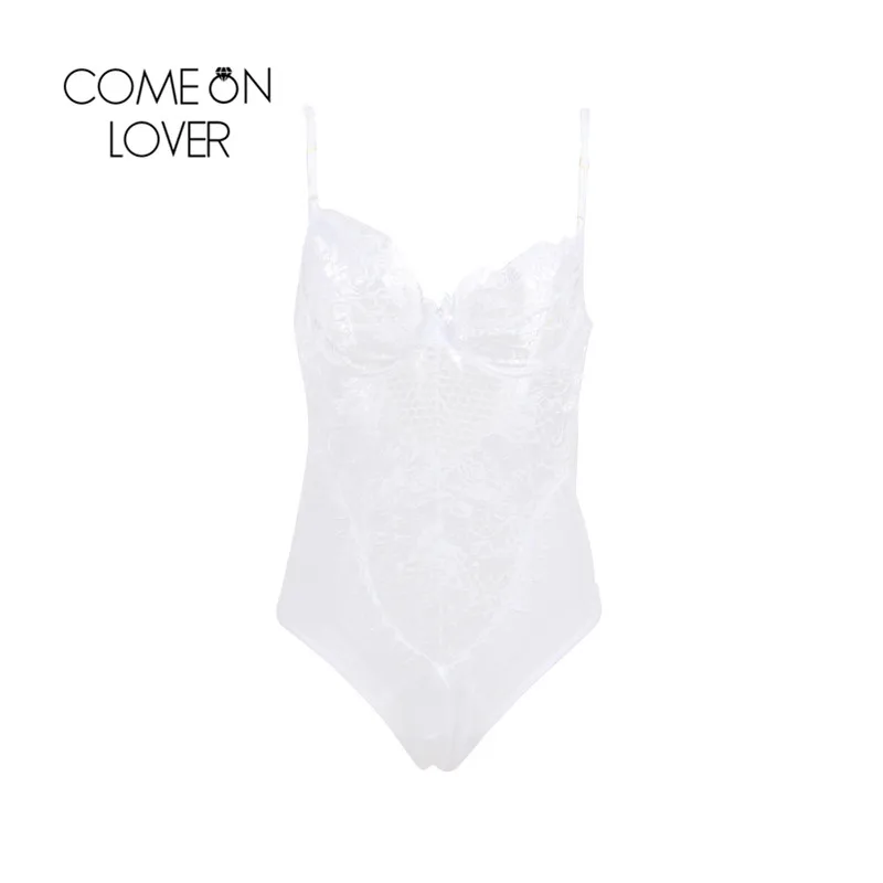 Comeonlover Body Femme Plus Size Rompers Lace Jumpsuit Black White Sleeveless V Neck Mesh Floral Lace Women Bodysuit RI80408 Comeonlover Body Femme Plus Size Rompers Lace Jumpsuit Black White Sleeveless V Neck Mesh Floral Lace Women Bodysuit RI80408