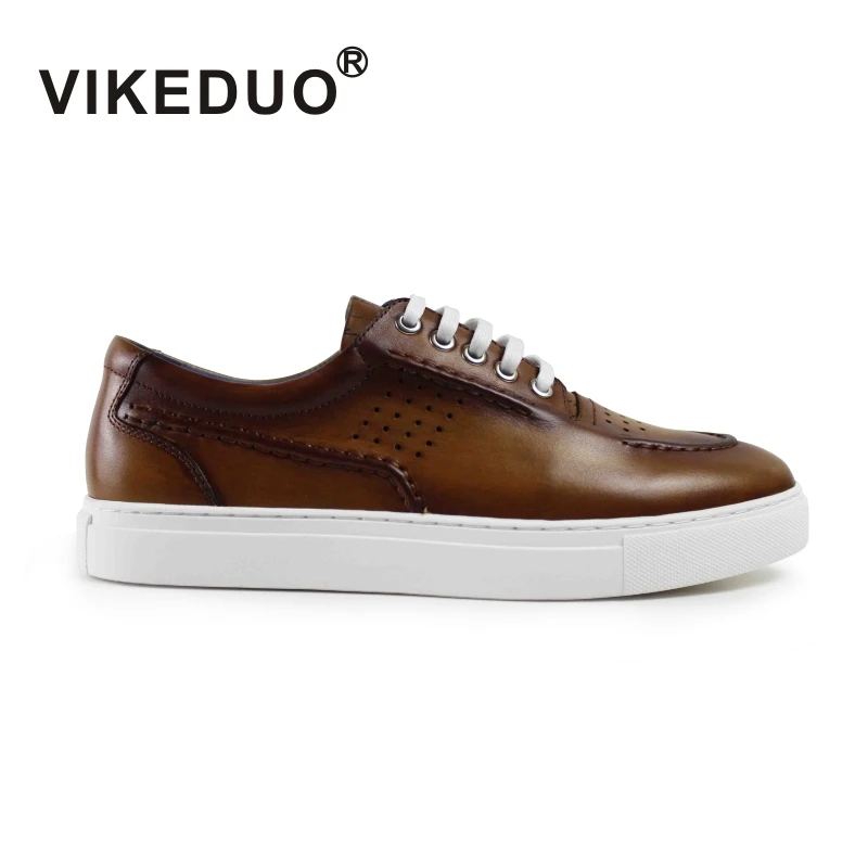 Туфли мужские Vikeduo из натуральной кожи коричневые повседневные ручной работы 2019 |