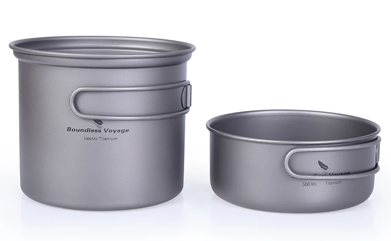 Tigela com Titânio Alça de Acampamento ao ar Boundless Viagem Titanium Dobrável Livre Piquenique Panelas Conjunto Talheres 1000 ml Ti1502b Pot 2 piquenique panelas conjunto talheres 1000 ml ti1502b