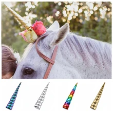 Ukuran Besar Tanduk Unicorn untuk Horse Photo Prop 2019 Gadis Unicorn Pesta Ulang Tahun DIY Glitter Bando Cosplay Aksesoris Rambut(China)