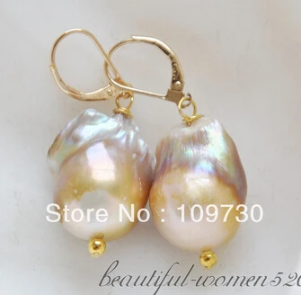 

Bridal jewelry free shipping hot sell beautiful 21mm baroque purple KESHI REBORN PEARL dangle earring